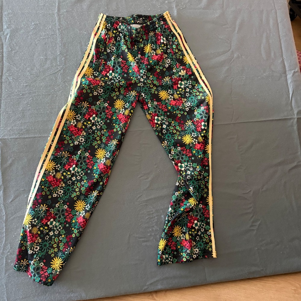 Adidas Originals Women XS Floral Firebird Track Pants Multi Color 3 Stripe Retro